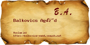 Balkovics Agád névjegykártya